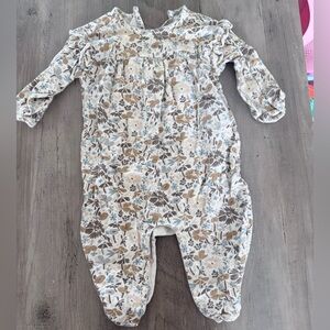 GAP Kids Floral One Piece in Cream and Brown 3-6m